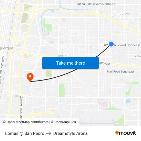 Lomas @ San Pedro to Dreamstyle Arena map