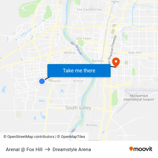 Arenal @ Fox Hill to Dreamstyle Arena map