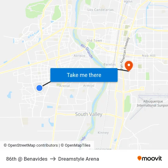 86th @ Benavides to Dreamstyle Arena map