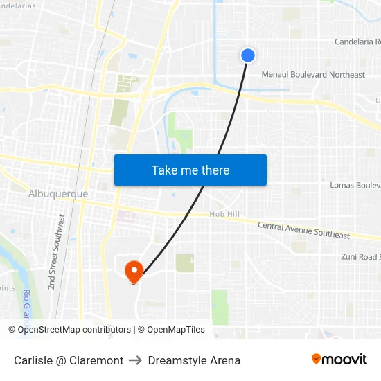 Carlisle @ Claremont to Dreamstyle Arena map