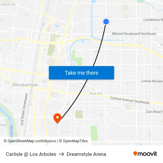Carlisle @ Los Arboles to Dreamstyle Arena map