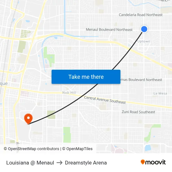 Louisiana @ Menaul to Dreamstyle Arena map
