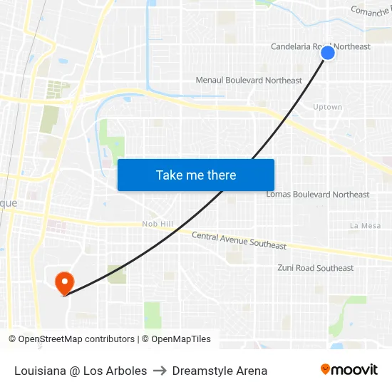 Louisiana @ Los Arboles to Dreamstyle Arena map