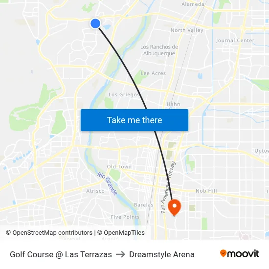 Golf Course @ Las Terrazas to Dreamstyle Arena map
