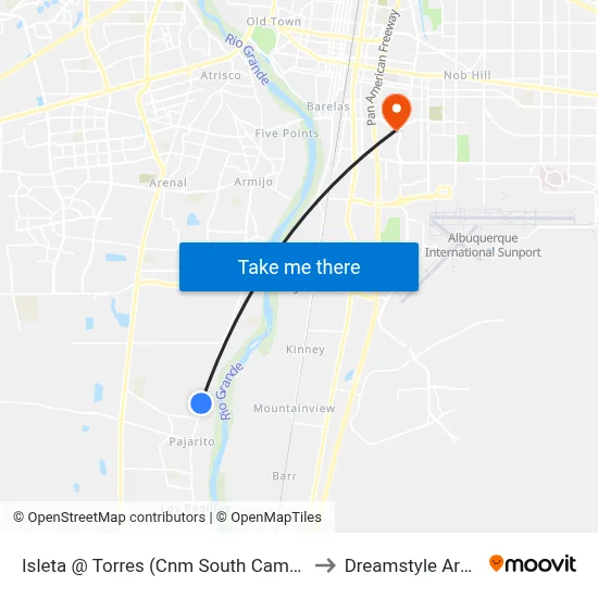 Isleta @ Torres (Cnm South Campus) to Dreamstyle Arena map