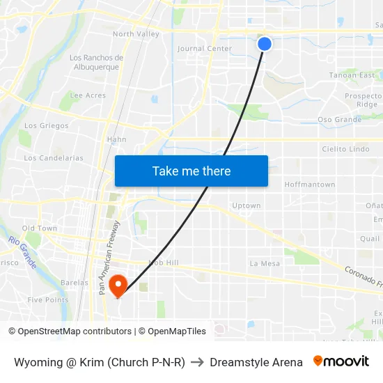 Wyoming @ Krim (Church P-N-R) to Dreamstyle Arena map