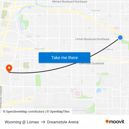 Wyoming @ Lomas to Dreamstyle Arena map