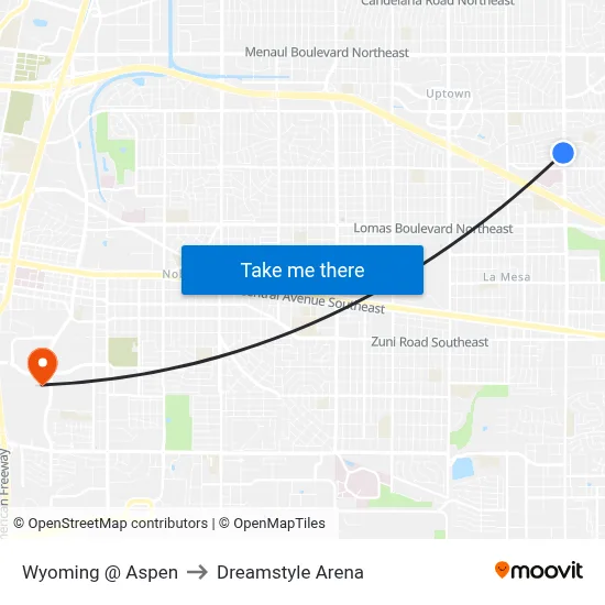 Wyoming @ Aspen to Dreamstyle Arena map