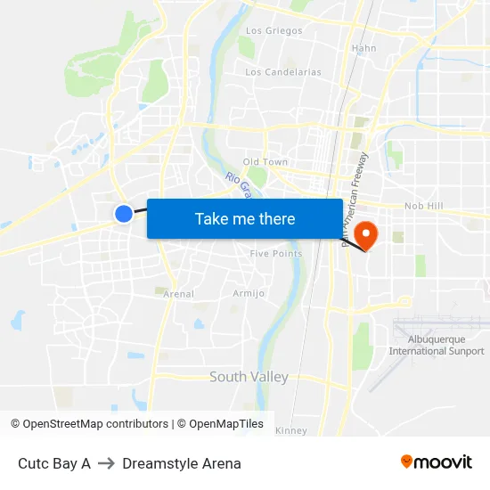 Cutc Bay A to Dreamstyle Arena map