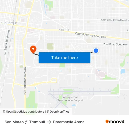 San Mateo @ Trumbull to Dreamstyle Arena map