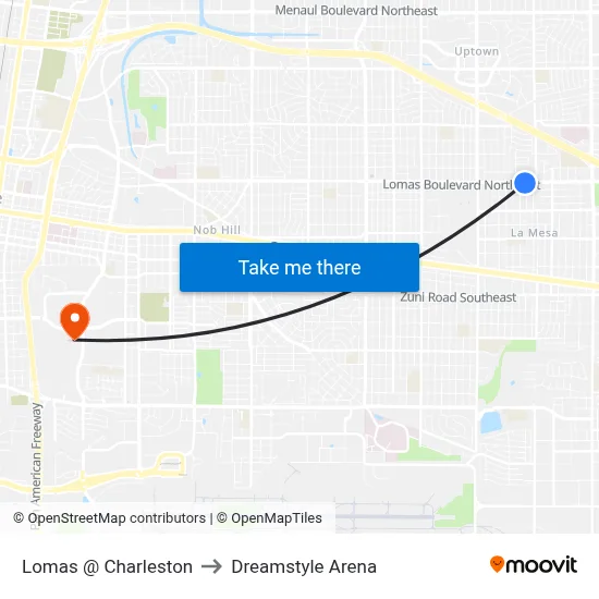 Lomas @ Charleston to Dreamstyle Arena map