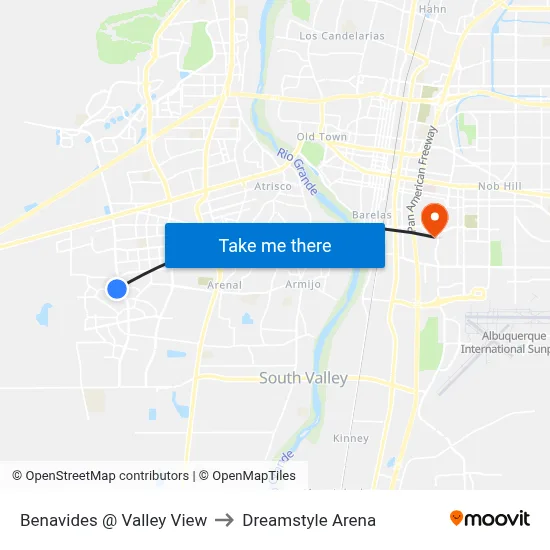 Benavides @ Valley View to Dreamstyle Arena map