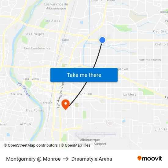 Montgomery @ Monroe to Dreamstyle Arena map