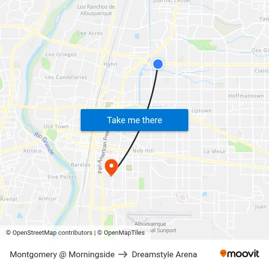 Montgomery @ Morningside to Dreamstyle Arena map