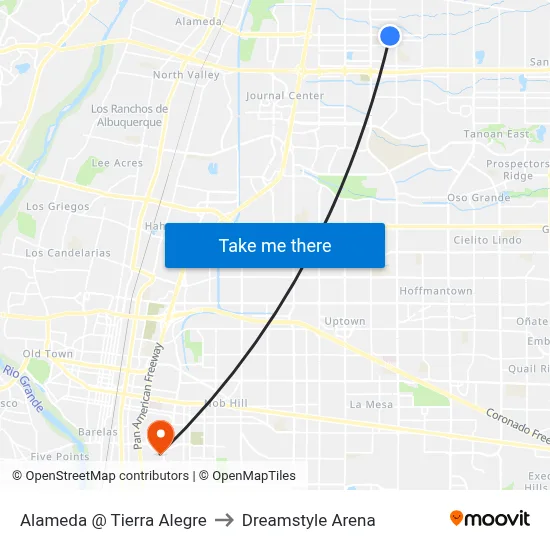 Alameda @ Tierra Alegre to Dreamstyle Arena map