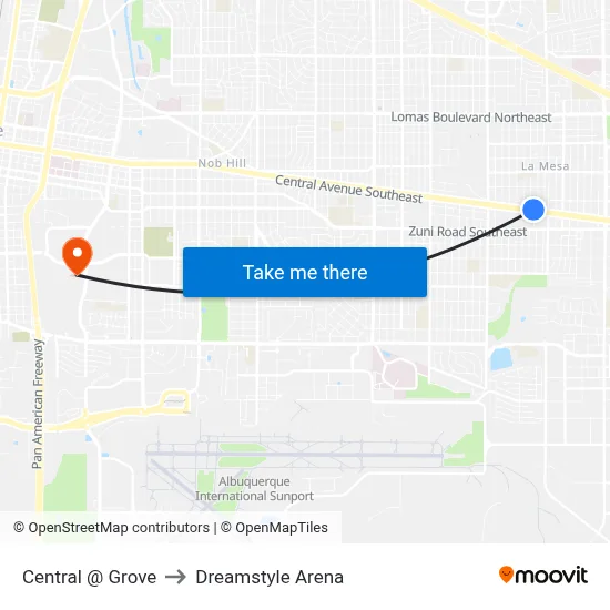 Central @ Grove to Dreamstyle Arena map