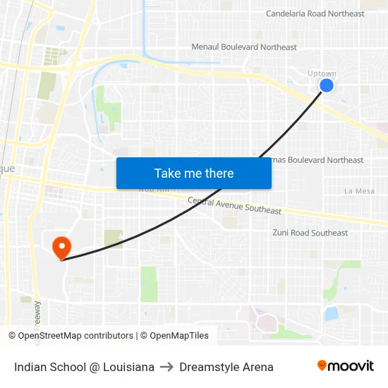 Indian School @ Louisiana to Dreamstyle Arena map