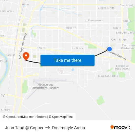 Juan Tabo @ Copper to Dreamstyle Arena map