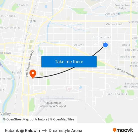 Eubank @ Baldwin to Dreamstyle Arena map