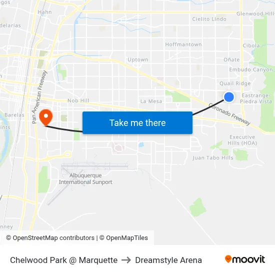 Chelwood Park @ Marquette to Dreamstyle Arena map