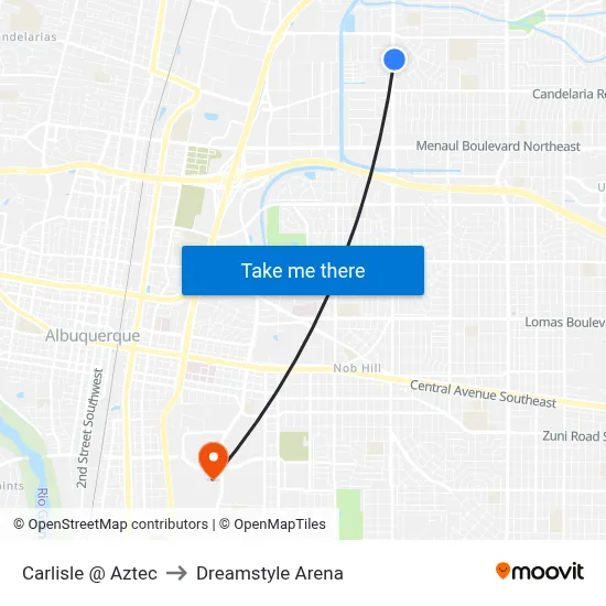Carlisle @ Aztec to Dreamstyle Arena map
