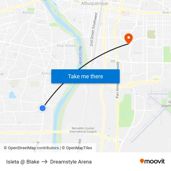 Isleta @ Blake to Dreamstyle Arena map