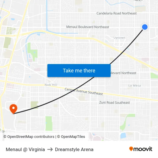 Menaul @ Virginia to Dreamstyle Arena map
