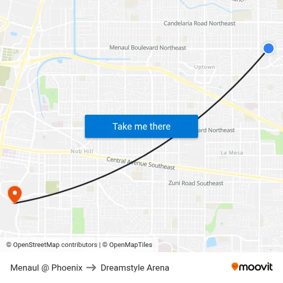 Menaul @ Phoenix to Dreamstyle Arena map