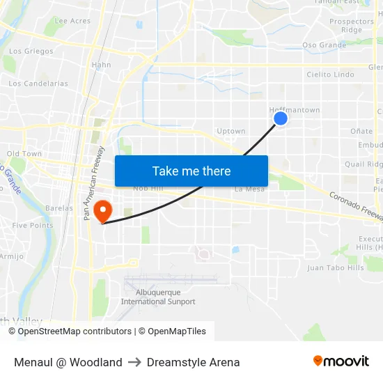 Menaul @ Woodland to Dreamstyle Arena map