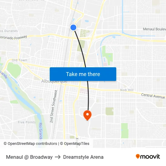 Menaul @ Broadway to Dreamstyle Arena map