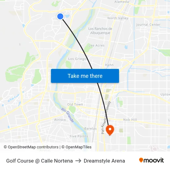 Golf Course @ Calle Nortena to Dreamstyle Arena map