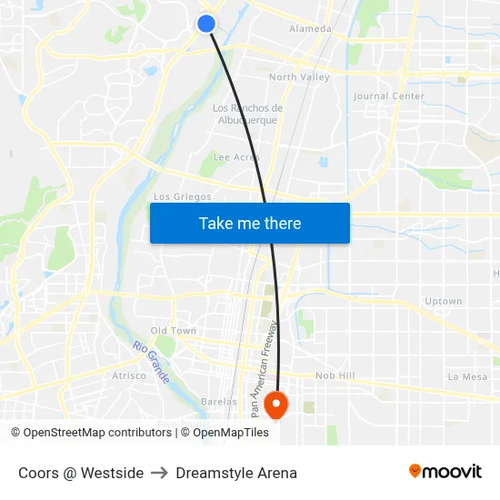 Coors @ Westside to Dreamstyle Arena map