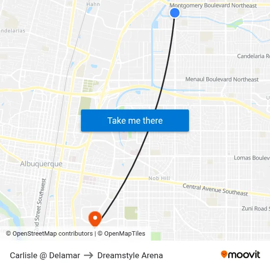 Carlisle @ Delamar to Dreamstyle Arena map