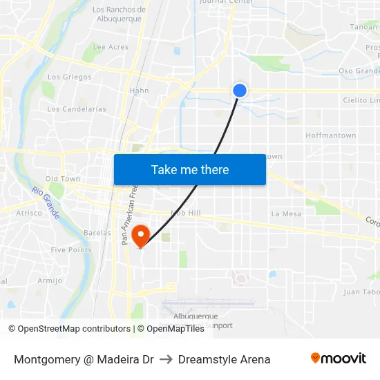 Montgomery @ Madeira Dr to Dreamstyle Arena map