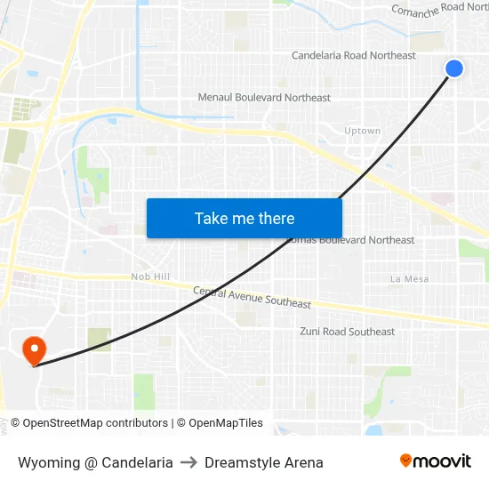 Wyoming @ Candelaria to Dreamstyle Arena map