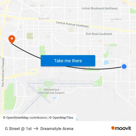 G Street @ 1st to Dreamstyle Arena map