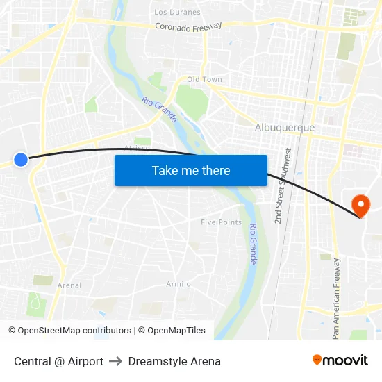 Central @ Airport to Dreamstyle Arena map