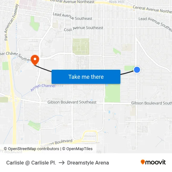 Carlisle @ Carlisle Pl. to Dreamstyle Arena map