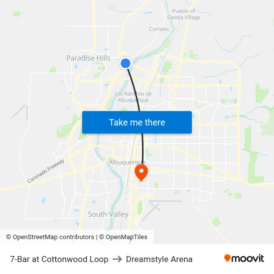 7-Bar at Cottonwood Loop to Dreamstyle Arena map