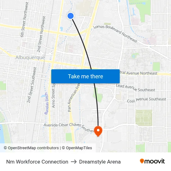 Nm Workforce Connection to Dreamstyle Arena map