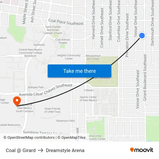 Coal @ Girard to Dreamstyle Arena map