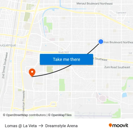 Lomas @ La Veta to Dreamstyle Arena map