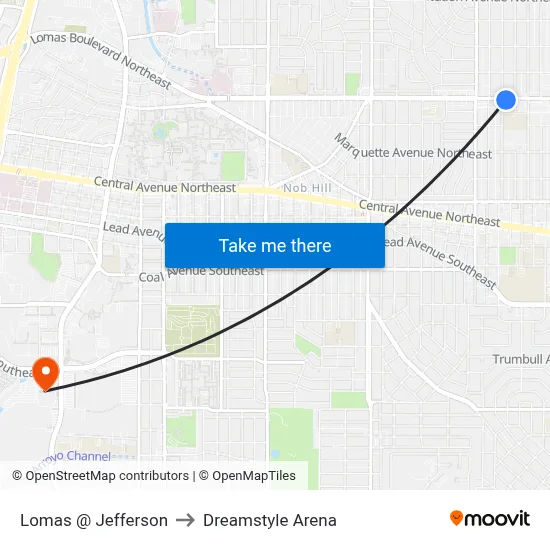 Lomas @ Jefferson to Dreamstyle Arena map
