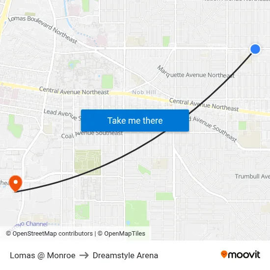 Lomas @ Monroe to Dreamstyle Arena map