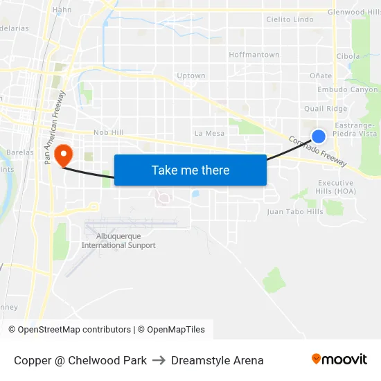 Copper @ Chelwood Park to Dreamstyle Arena map