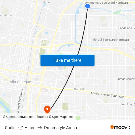 Carlisle @ Hilton to Dreamstyle Arena map