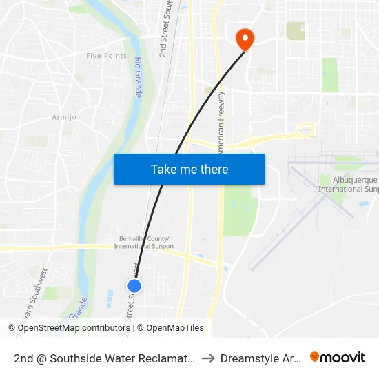 2nd @ Southside Water Reclamation P to Dreamstyle Arena map