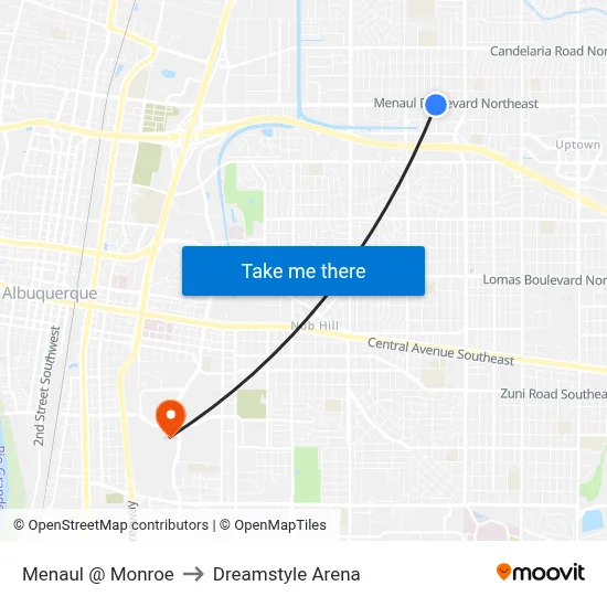 Menaul @ Monroe to Dreamstyle Arena map
