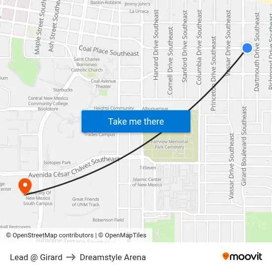Lead @ Girard to Dreamstyle Arena map