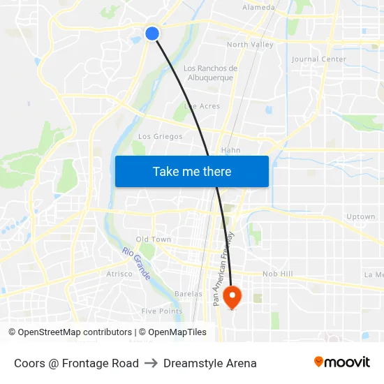 Coors @ Frontage Road to Dreamstyle Arena map
